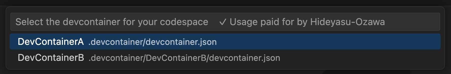 GitHub Codespaces_変更後のVSCodeからの起動